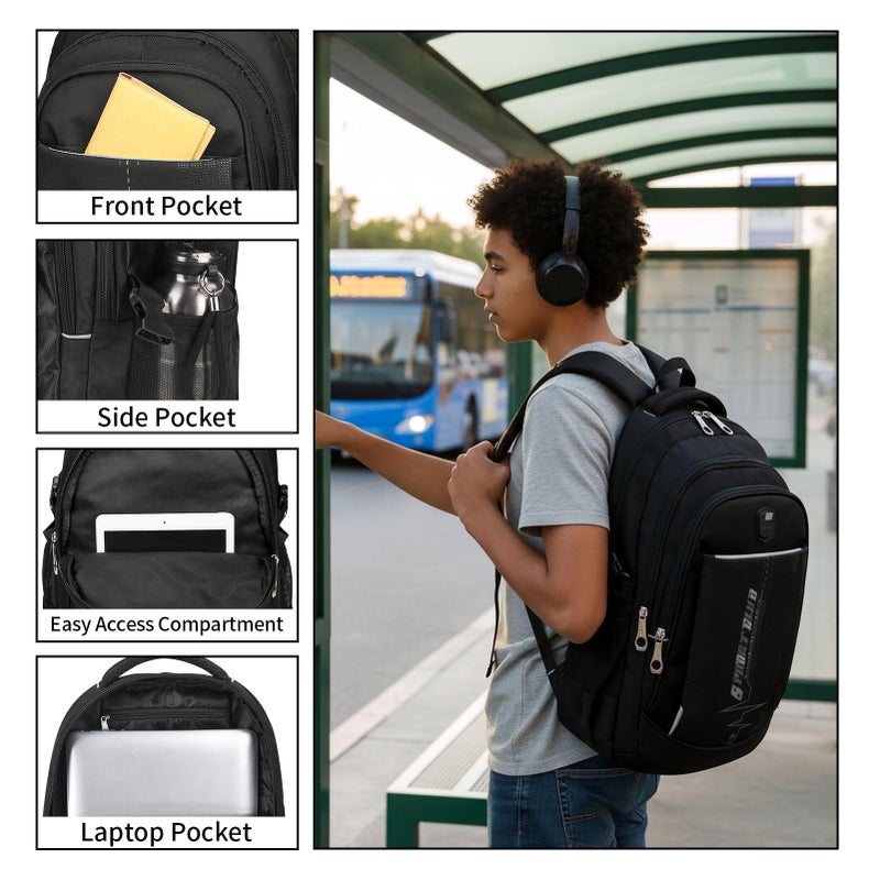 goldwheat Backpack For Teen Boys, Lightweight Water-resistant Boys Bookbag Laptop Backpack Casual Travel Daypack - Image 2